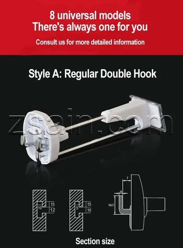 ZXG002 Slatwall & Pegboard Security Hooks  - Slatwall Hook & Stop Lock - 8